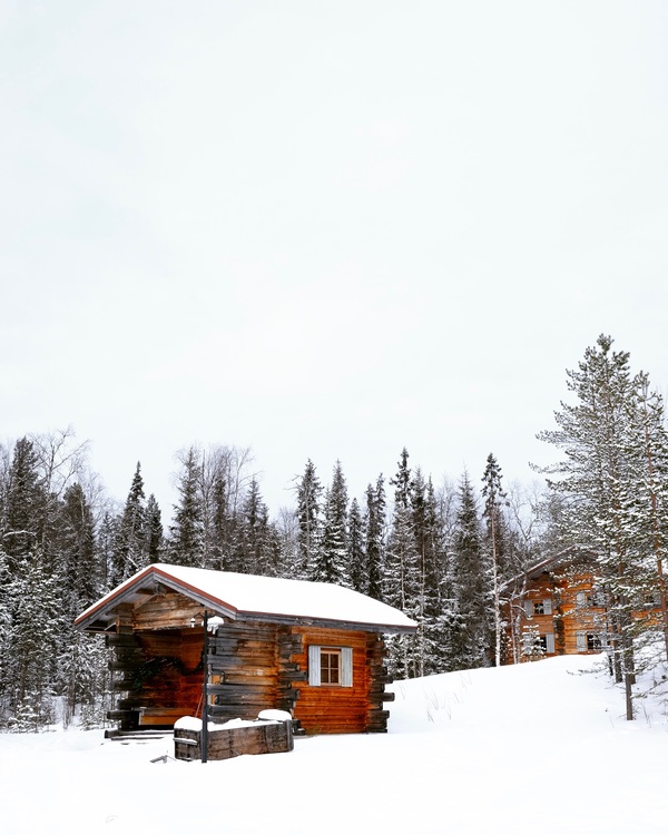 Farmhouse,Log Cabin,Winter