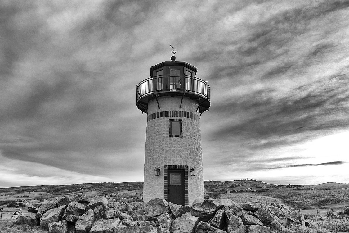 Lighthouse,Meteorological Phenomenon,Monochrome Photography