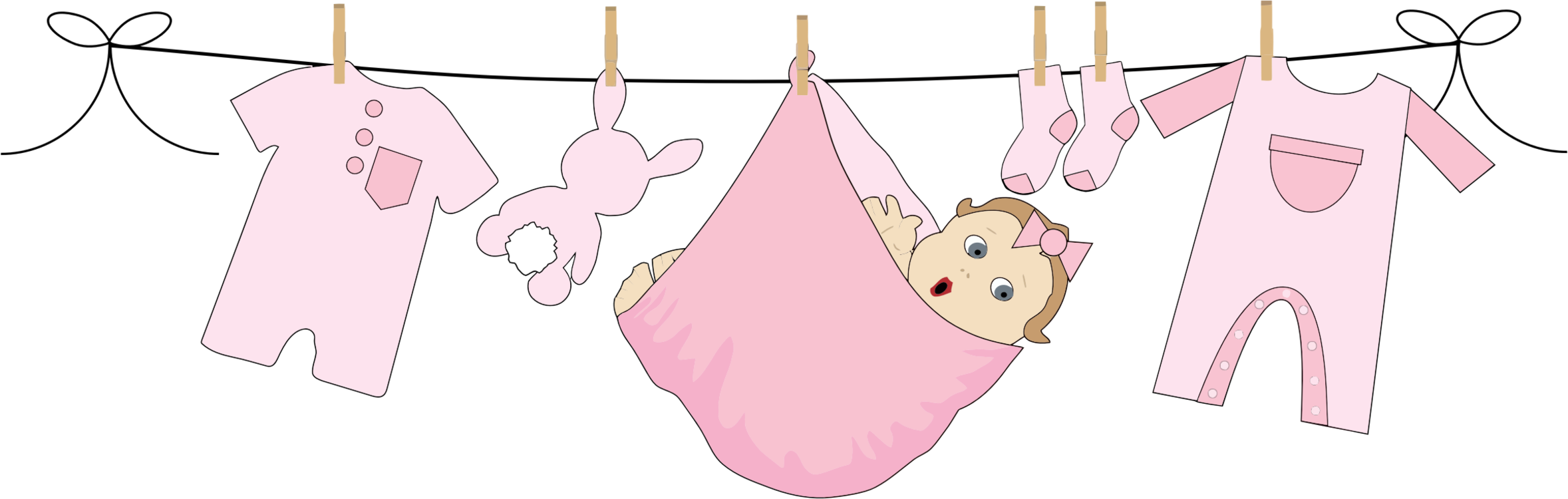 baby girl clothesline clipart