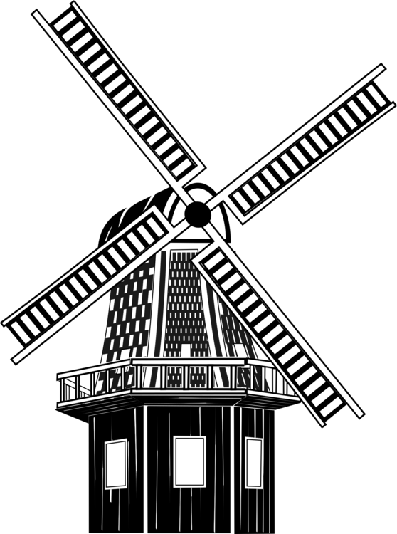 Building,Windmill,Monochrome Photography