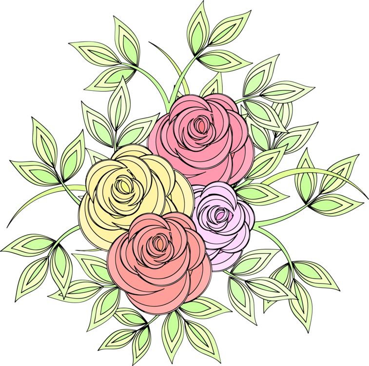 Premium Vector | A drawing of a bunch of flowers with a red heart on the  left side.