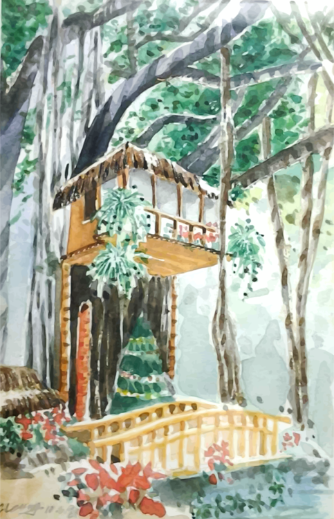 Watercolor Paint,Tree,Window