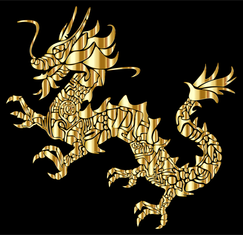 chinese golden dragon art