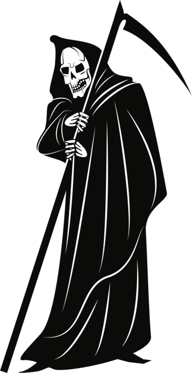 Grim reaper with death scythe outline Royalty Free Vector