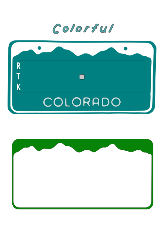 License plate of colorado car number Royalty Free Vector