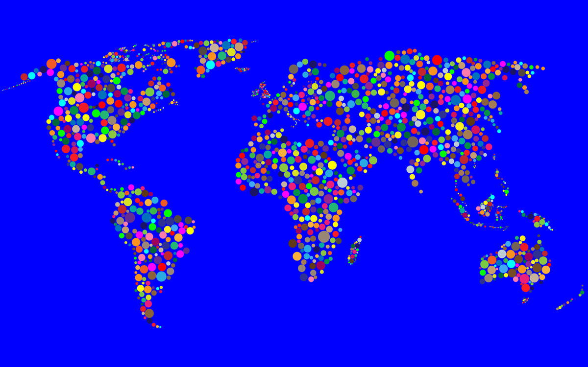 World,Electric Blue,World Map