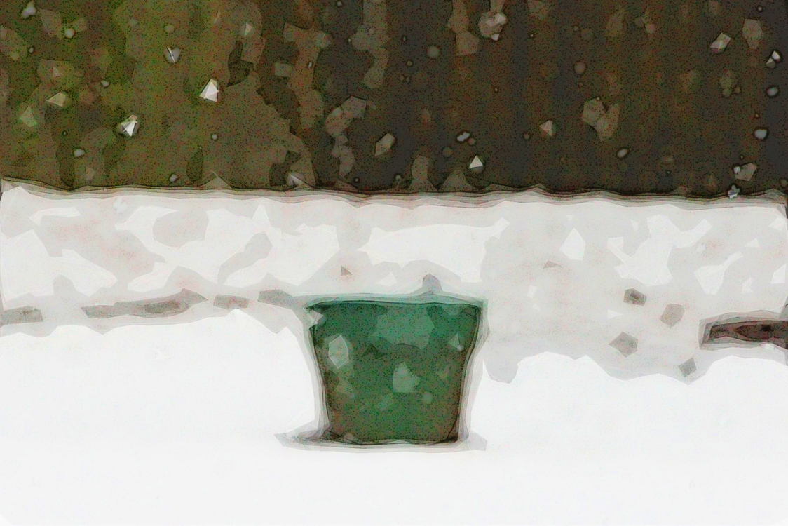 Green,Flowerpot,Snow