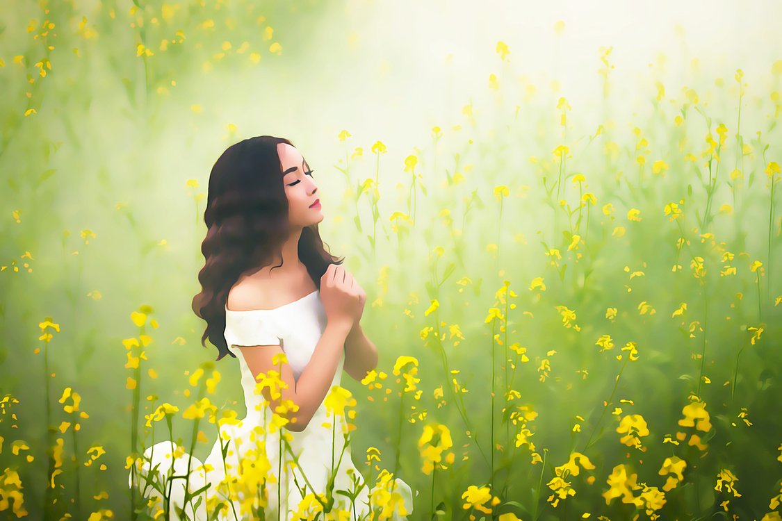 People In Nature,Meadow,Yellow