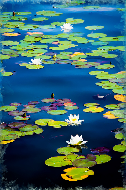 Fragrant White Water Lily,Water,Blue