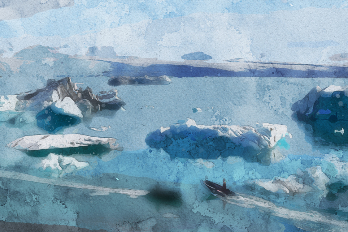 Iceberg,Watercolor Paint,Blue