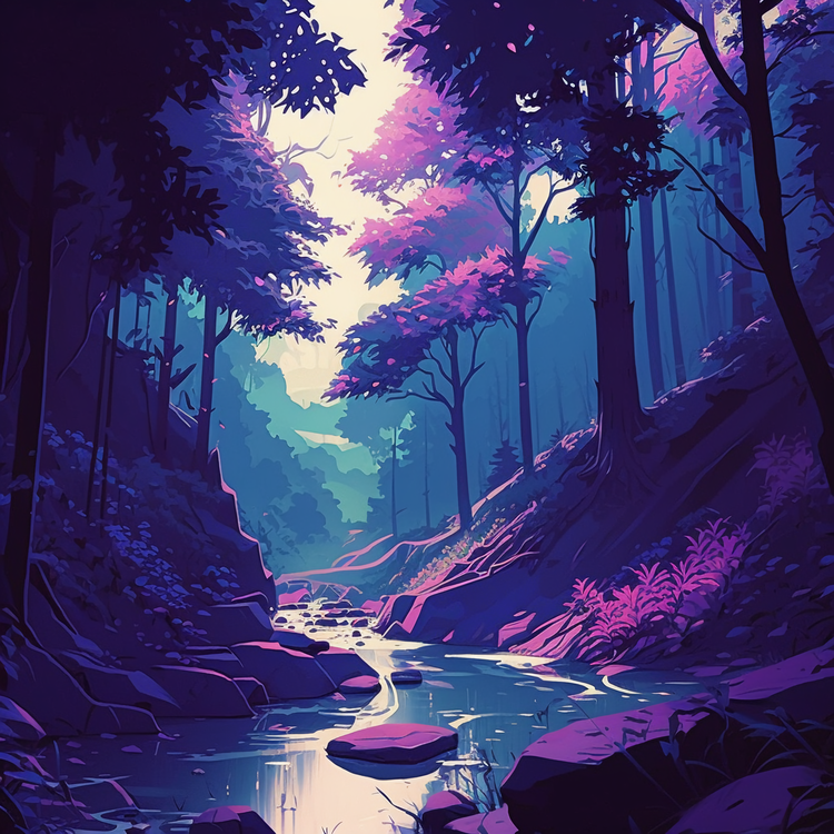 Purple Forest,Forest,Trees