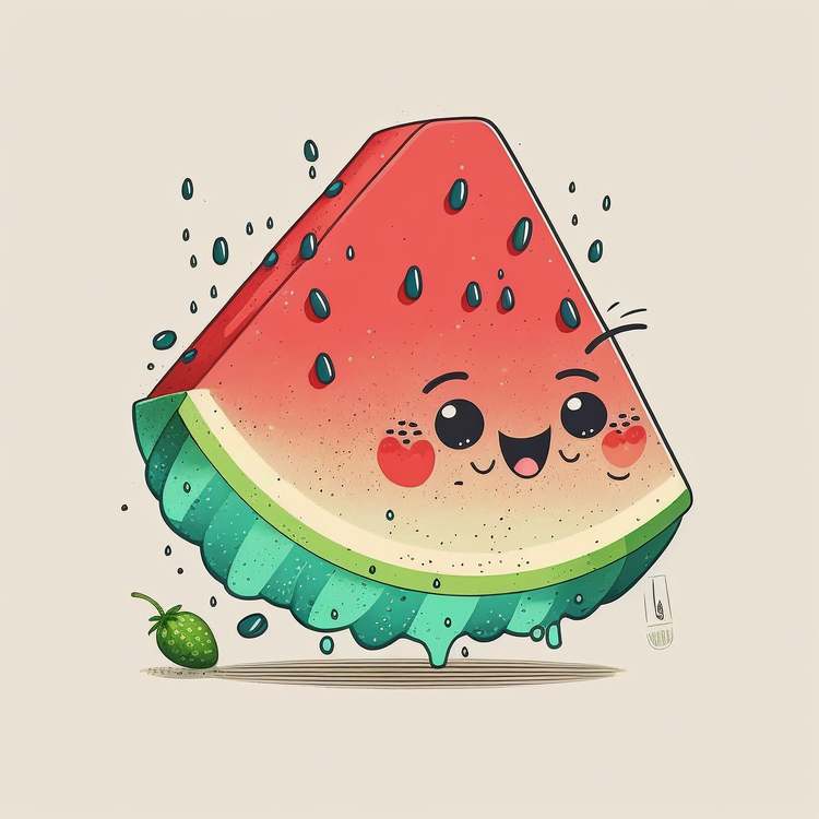 Summer Fruit Watermelon Drawing Cute Blue Background | PSD Free Download -  Pikbest
