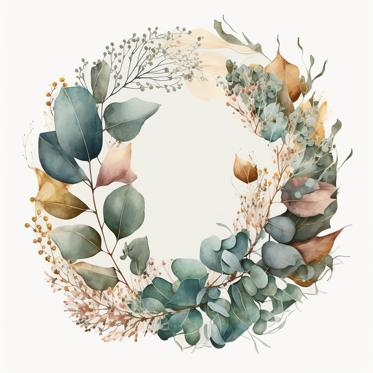 Watercolor Wreath,Eucalyptus Leaves,Others