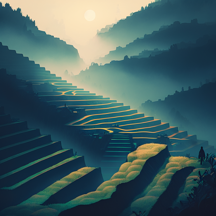 Terraced Fields,Staircase,Mountain
