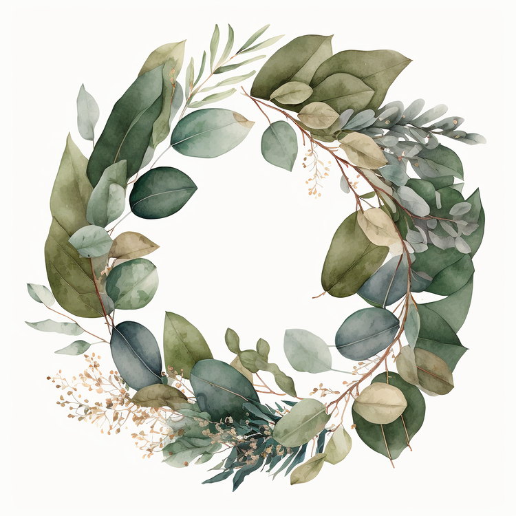 Watercolor Wreath,Eucalyptus Leaves,Others