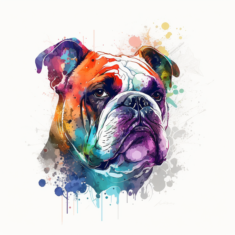 Abstract Bulldog,Multicolored Paints Bulldog,Others
