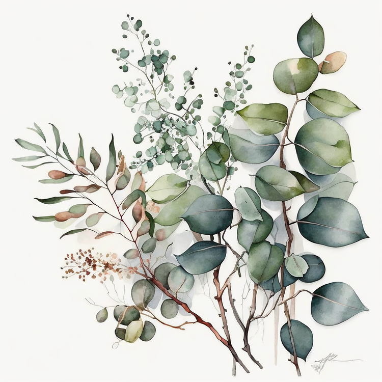 Watercolor Eucalyptus Leaves,Others
