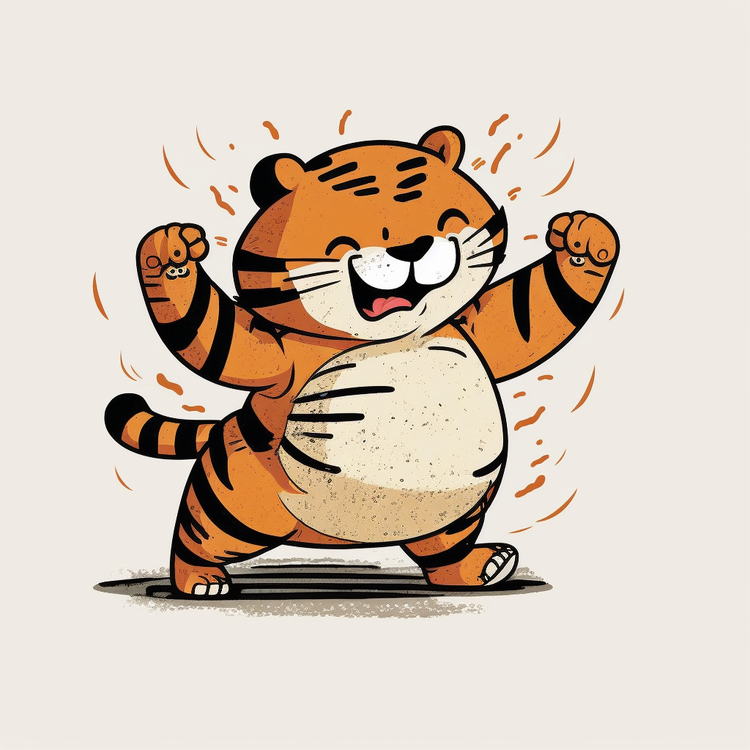 Cartoon Tiger,Happy Tiger Illustrate,Cute