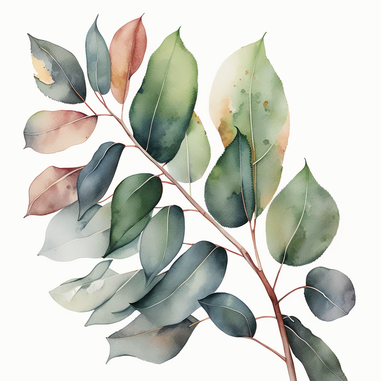 Watercolor Eucalyptus Leaves,Leaf,Watercolor