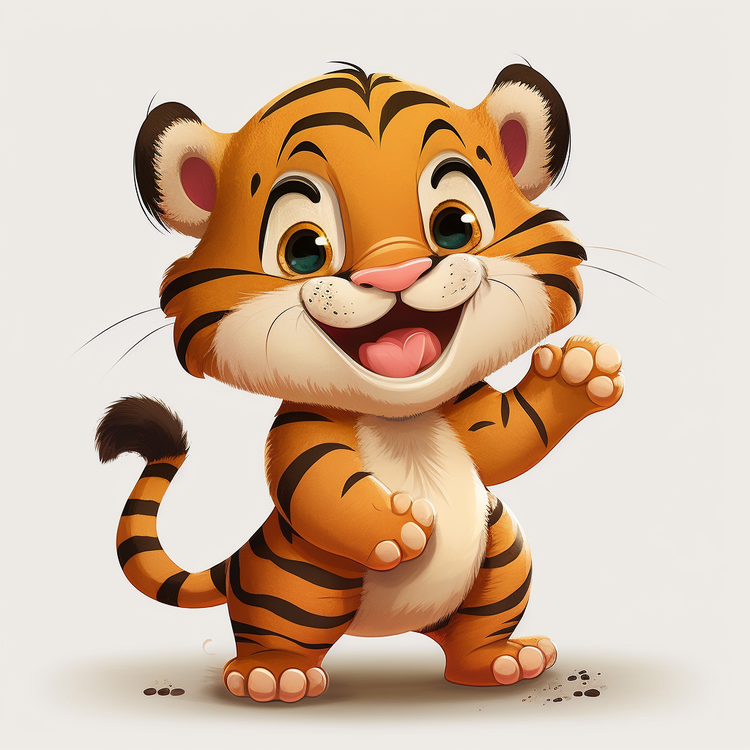 Cartoon Tiger,Happy Tiger Illustrate,Cute