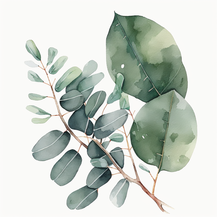 Watercolor Eucalyptus Leaves,Watercolor,Leaves