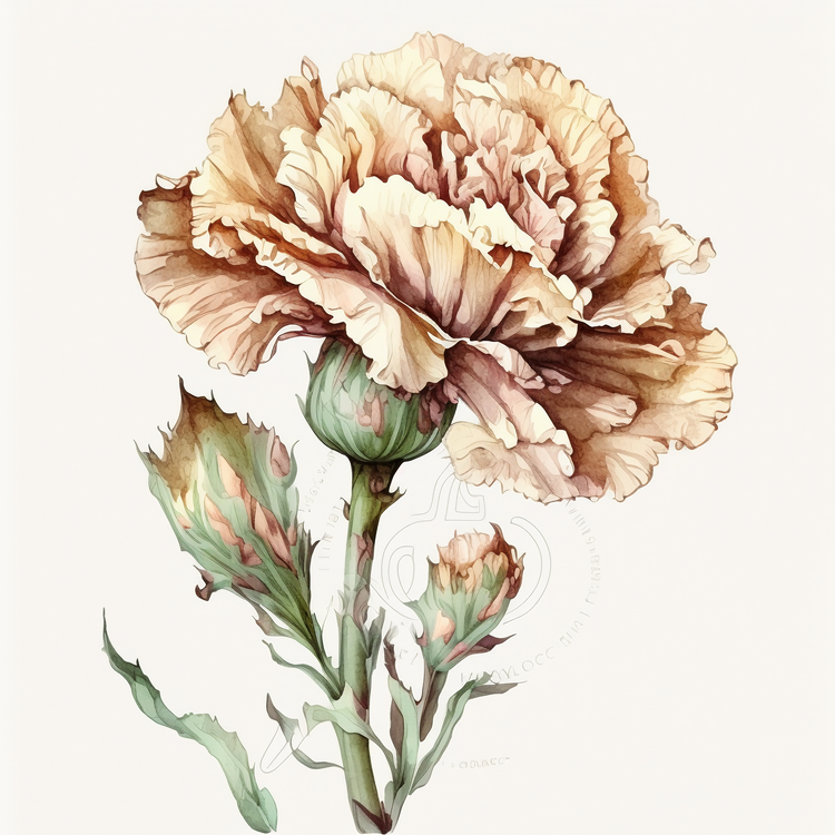Watercolor Carnation,Vintage Carnation,Bouquet