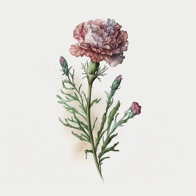 Watercolor Carnation,Vintage Carnation,Carnation