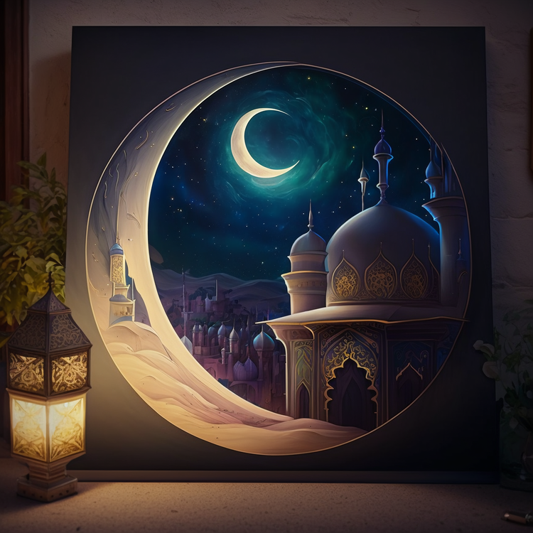 Ramadan Kareem,Crescent Moon,Mosque
