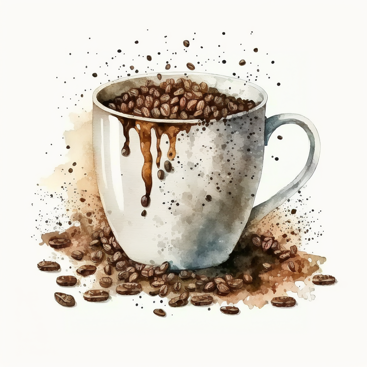 Watercolor Coffee Beans,Hand Drawn Coffee Beans,Coffee Mug