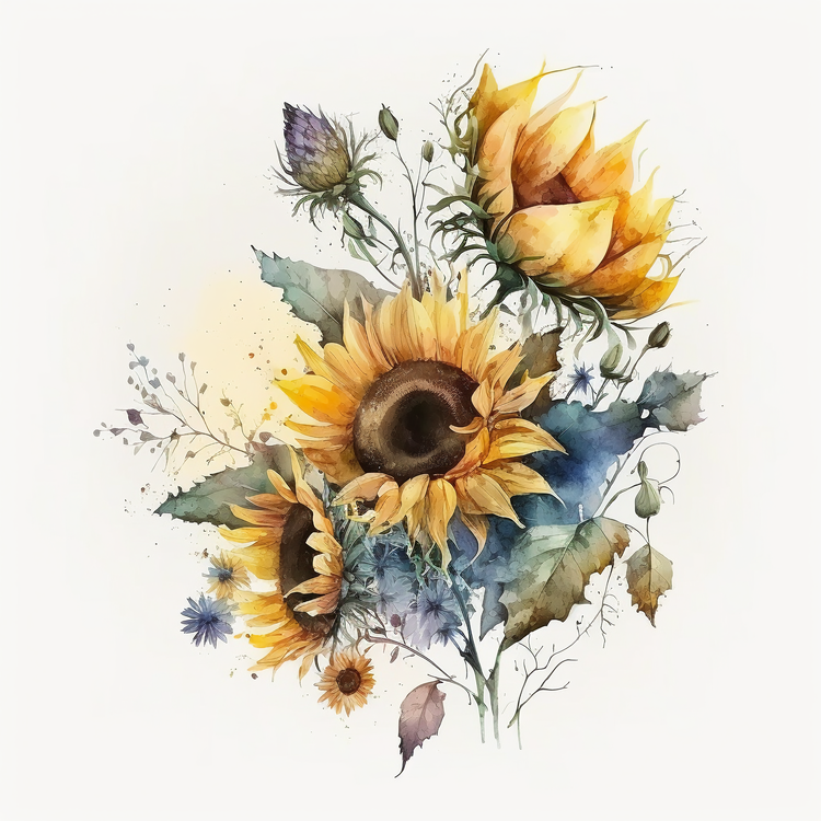 Watercolor Sunflower,Others