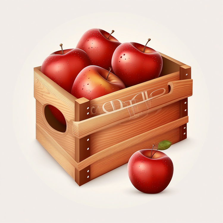 Ripe Apples,Red Apples,Apples In Wooden Box