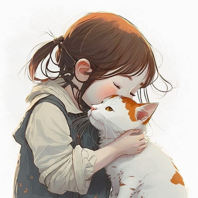 Girl And Cute Cat,Girl Kiss Cat,Cute