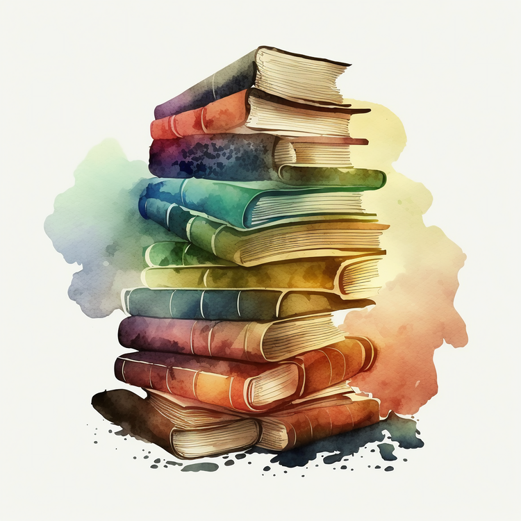 Watercolor Stack Of Books,Others