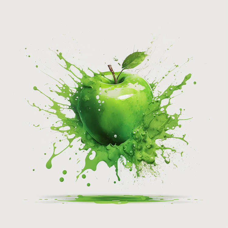 Green Apple,Splash,Watercolor
