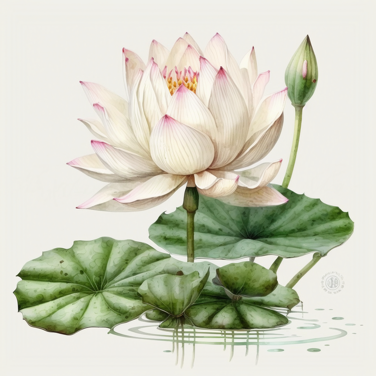 Watercolor Lotus Flower,Waterlily,Lotus Flower