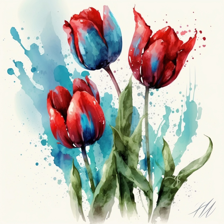 Watercolor Tulips,Watercolor,Tulips