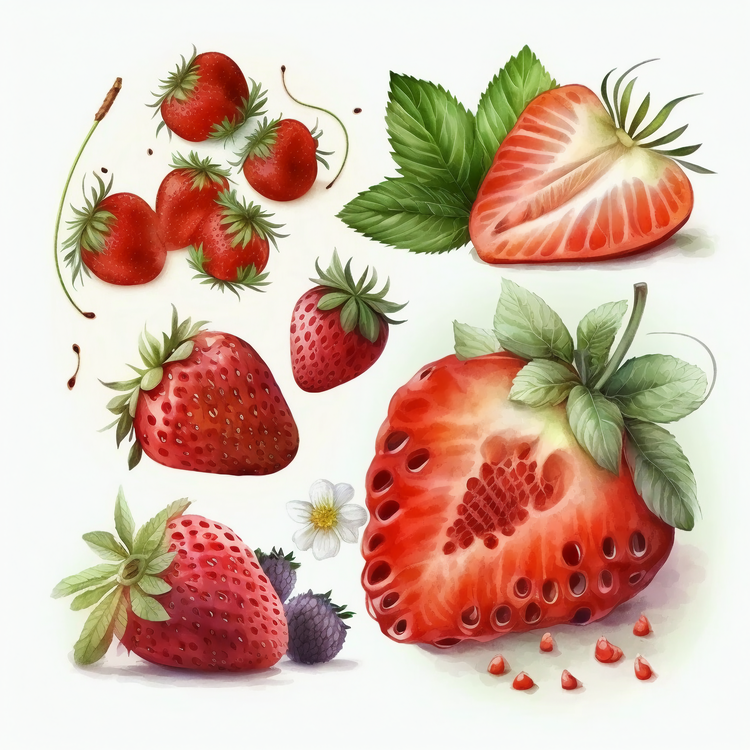 Watercolor Strawberry,Strawberry,Red