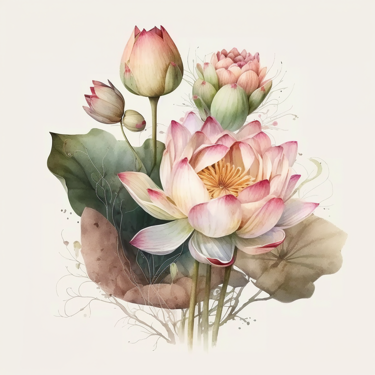 Watercolor Lotus Flower,Watercolor,Flower