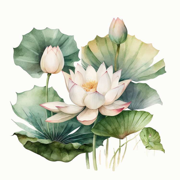 Watercolor Lotus Flower,Watercolor,Lily
