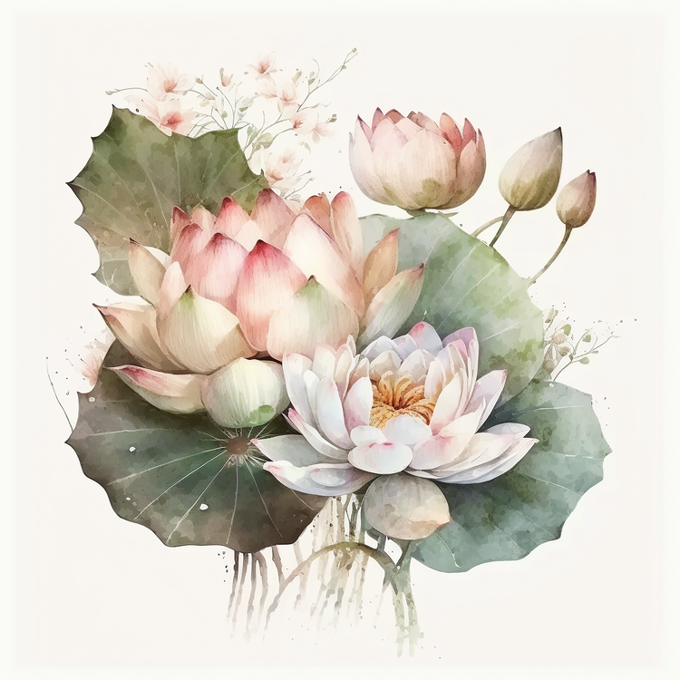 Watercolor Lotus Flower,Watercolor,Floral