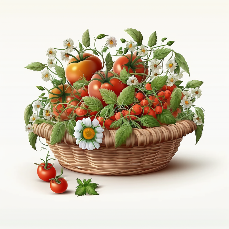 Realistic Tomatoes,Tomatoes In Basket,Garden