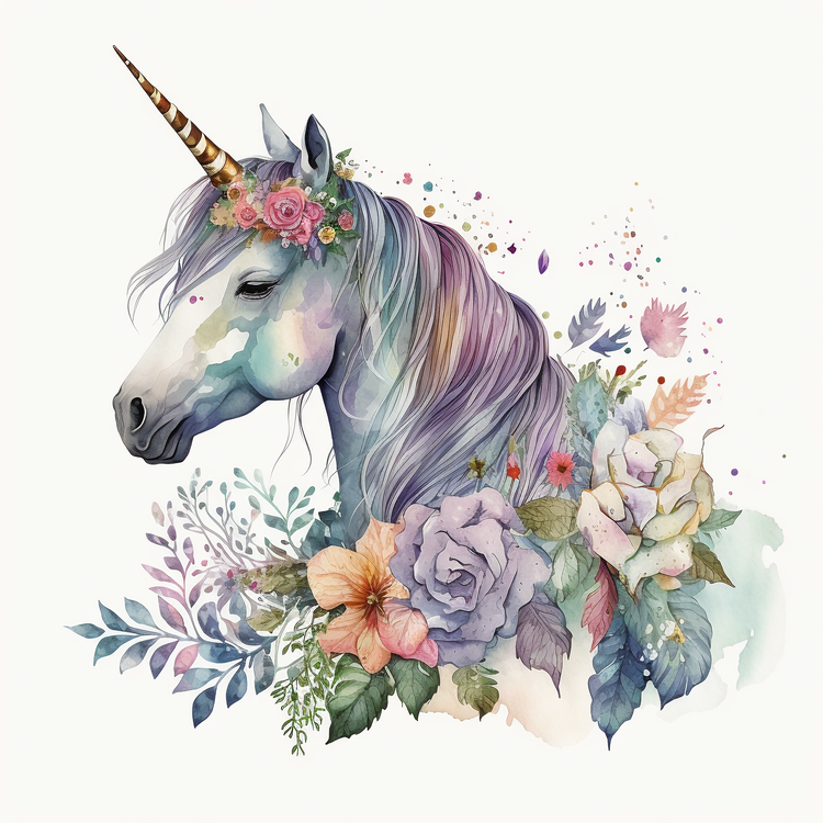 Watercolor Unicorn,Unicorn,Watercolor