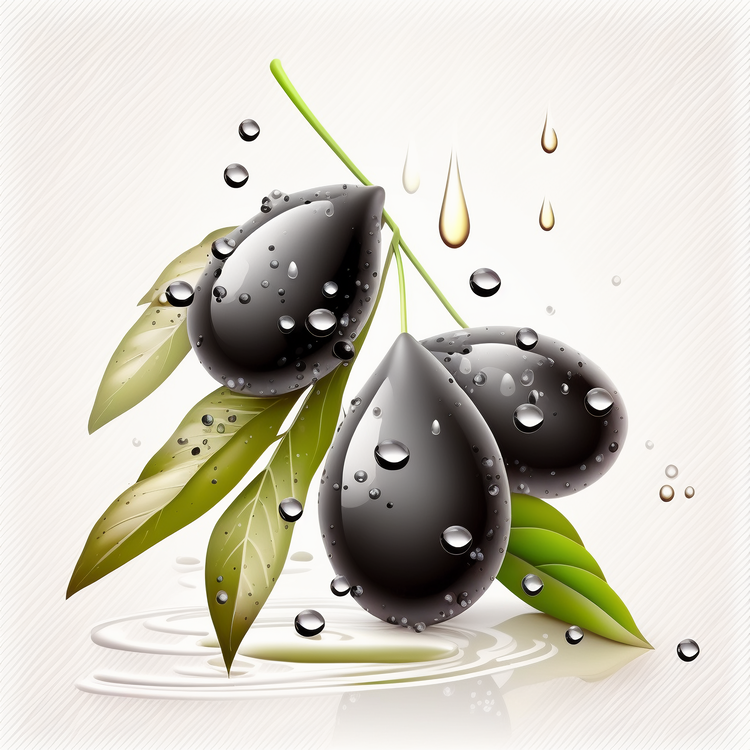 Black Olives,Oil Drops,Olive