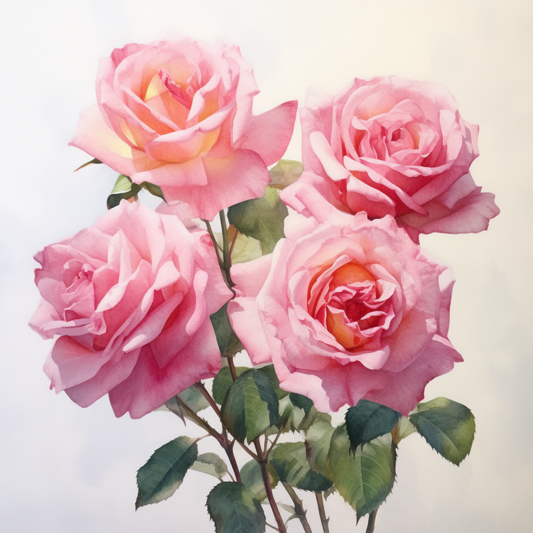 Watercolor Rose,Pink,Roses