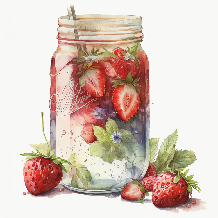 Watercolor Strawberry Juice,Strawberry,Watercolor