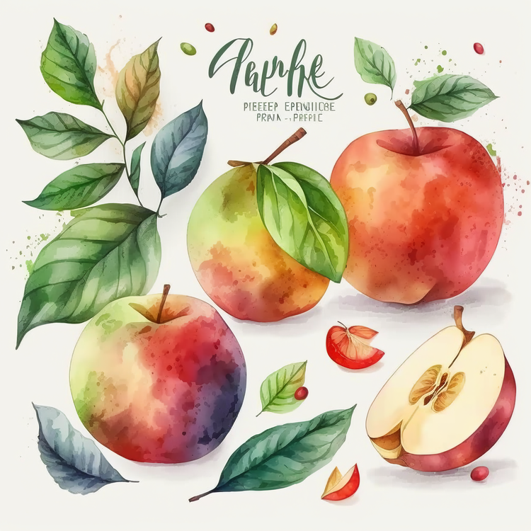 Hand Drawn Apple,Watercolor Apple,Apple