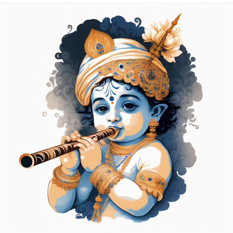 Little Krishna Greeting Card by Gautam Dhawan