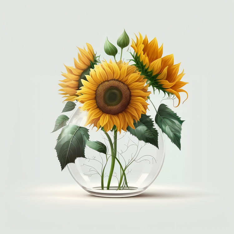 Watercolor Sunflower,Sunflowers,Vase