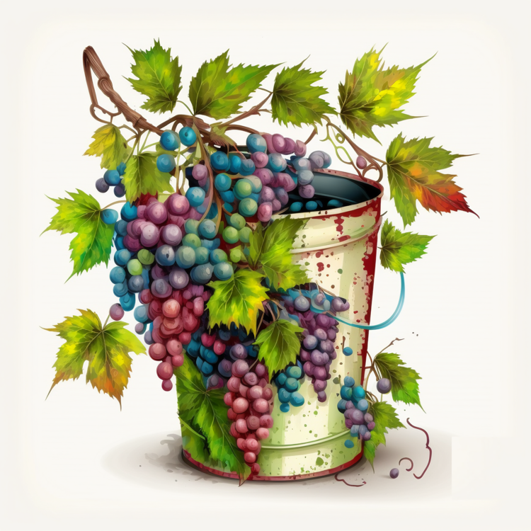 Grapes In Bucket,Grape,Vine