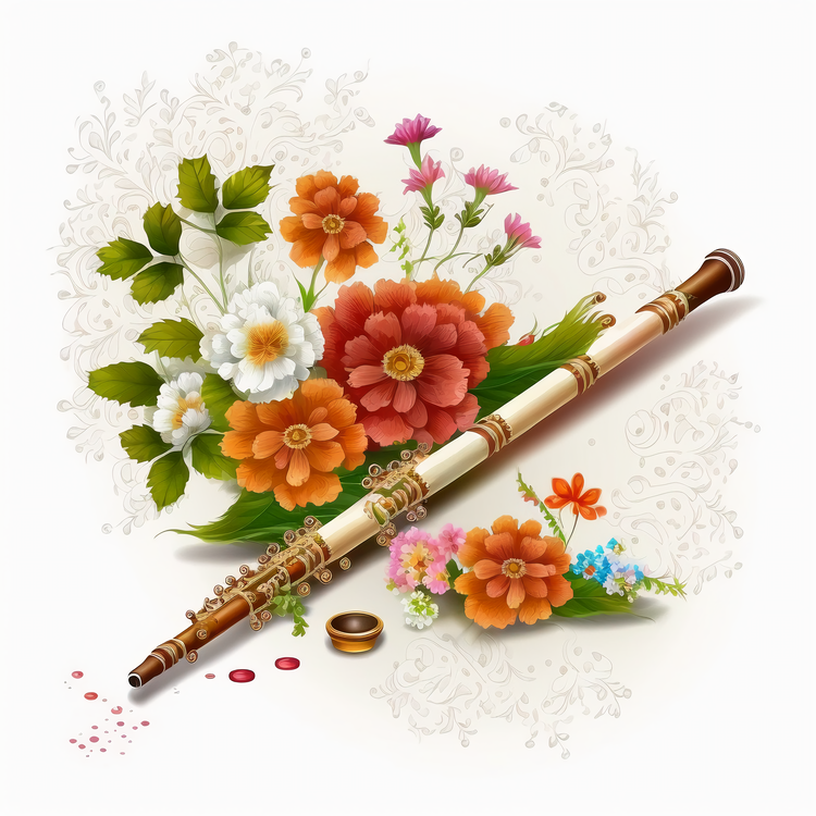 Flute And Flowers,Flute Playing,Janmashtami